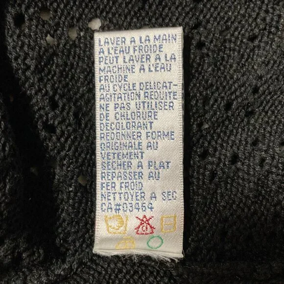 RICKI'S Vintage black short-sleeve scalloped shawl collar v-neck cardigan MEDIUM - Picture 14 of 15